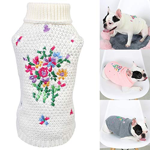 Hundepullover für kleine Hunde, florales Strickwaren, warmer Mantel, Bekleidung, Strickkleidung, Winterhemd, Blumen-Pyjama, Fleecepullover für Haustiere, Hunde, Welpen, Kätzchen, Weihnachten Hundepullover für kleine Hunde, florales Strickwaren, warmer Mantel, Bekleidung, Strickkleidung, Winterhemd, Blumen-Pyjama, Fleecepullover für Haustiere, Hunde, Welpen, Kätzchen, Weihnachten von Sonhomay