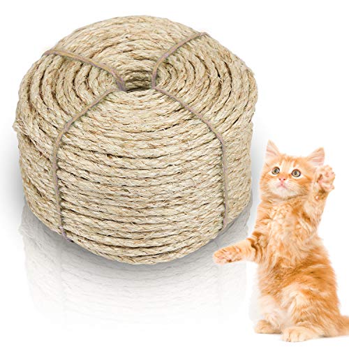 Sonnewelt Sisalseil für Kratzbaum 8mm Kratzsaule Katzenbaum Katzen Natur Sisal Seil Katzen Zubehör Basteln Dekoration, 60m von Sonnewelt