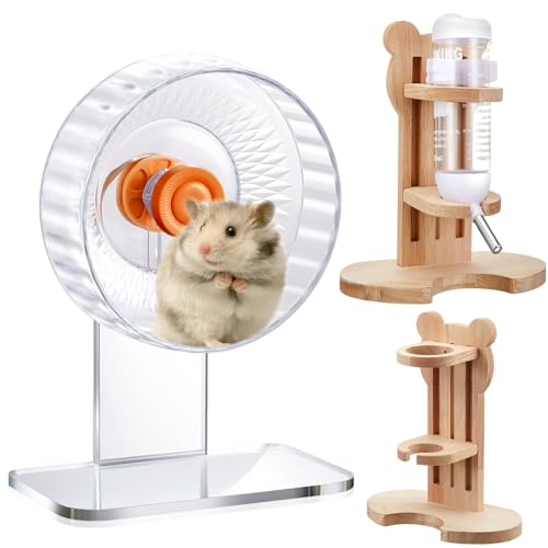 Sonwyoung 2 Stück 17,8 cm transparente, verstellbare leise Hamster-Trainingsräder und Hamster-Wasserflaschen-Set, Meerschweinchen-Laufräder mit Ständer, Wasserspender, Ständer für Meerschweinchen Sonwyoung 2 Stück 17,8 cm transparente, verstellbare leise Hamster-Trainingsräder und Hamster-Wasserflaschen-Set, Meerschweinchen-Laufräder mit Ständer, Wasserspender, Ständer für Meerschweinchen von Sonwyoung