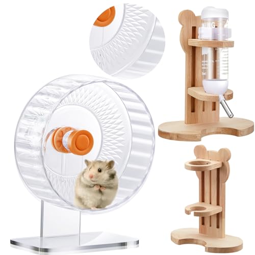 Sonwyoung 2 Stück 22,9 cm transparente, leise Hamster-Trainingsräder und Hamster-Wasserflaschen-Set, Meerschweinchen-Laufräder mit verstellbarem Ständer, Wasserspender, Ständer für Meerschweinchen, Sonwyoung 2 Stück 22,9 cm transparente, leise Hamster-Trainingsräder und Hamster-Wasserflaschen-Set, Meerschweinchen-Laufräder mit verstellbarem Ständer, Wasserspender, Ständer für Meerschweinchen, von Sonwyoung