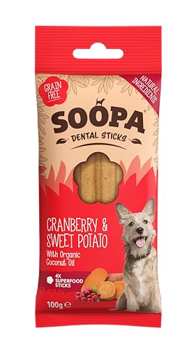 Soopa Cranberry and Sweet Potato Dental Sticks Hundeleckerli 100g von Soopa