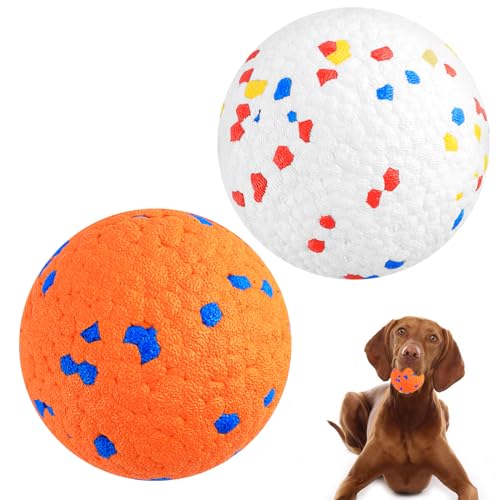 Sophisticate Hundeball Super Dehnbar Hundeball 2 Stück Hundespielzeug Ball Hundespielzeug Stark Federnde Hund kauspielzeug aus E-TPU Trainingsbälle für Kleine Mittelgroße Hunde (Orange+Weiß) von Sophisticate