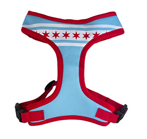 Hundegeschirr mit Chicago Flagge, bequem, weich, Größe L von Sophisticated Pup