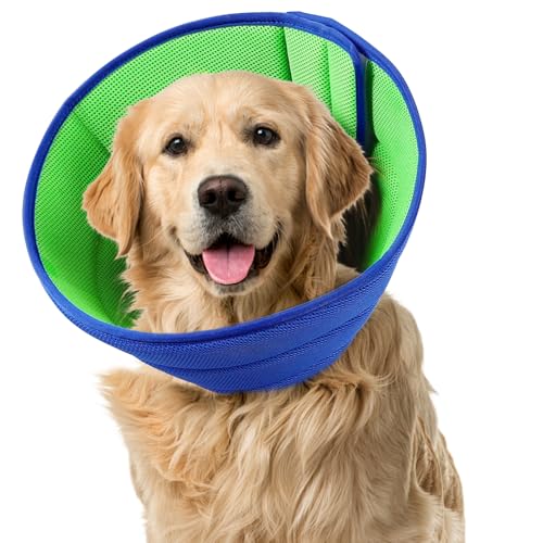Hundehalsband, Anti-Bissschutz, weiches Kegelhalsband, verstellbar, atmungsaktiv, Genesungshalsband, Haustier-Schutzhalskegel, Haustier-Wiederherstellungshalsband für Hunde (Blaugrün, XL) von Sopxpvp