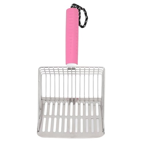Katzenstrauder -Schaufel, Abnehmbarer Griff Katzenstreu Schaufel, Edelstahl -Sifter mit Einfacher Reinigung Gestreifter Kopfdesign, Sifter Scoop für Haustier (Lightpink) von Sorandy