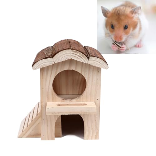 Sorandy Hamsterhaus aus Holz, Rattenversteck mit Kauspielzeug, Multifunktionales Trainingsgerät für Hamster, Geeignet für Zwerghamster, Mäuse, Ratten und Kleintiere von Sorandy
