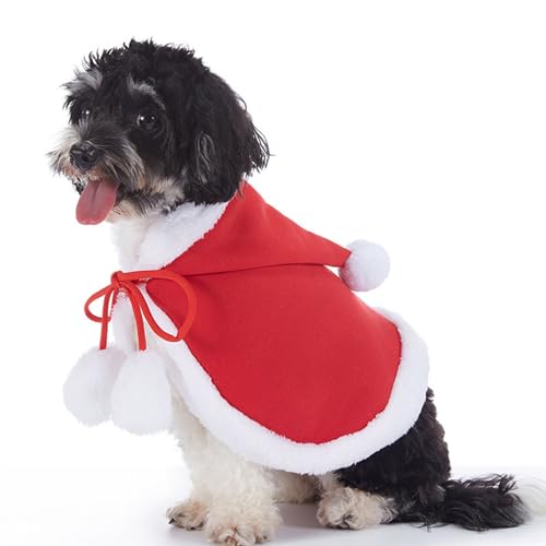 Sorandy Haustier-Weihnachtsumhang, Weicher, Rot-weißer Plüsch-Poncho für Hunde und Katzen, Festliches Design, Einfach zu Tragen und Auszuziehen (S) von Sorandy