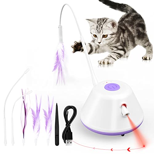Sosirolo Interaktives Elektrischer katzenspielzeug selbstbeschäftigung Intelligenz mit Federn für Indoor-Katzen, LED-Licht beweglich für Erwachsene Katze, Kätzchen, wiederaufladbar (Violett) von Sosirolo