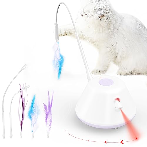 Sosirolo Katzenspielzeug Interaktives Ersatzfedern für Indoor-Katzen, Zwei Federn, EIN farbiges Band, EIN langes elastisches Seil und EIN kurzes elastisches Seil von Sosirolo