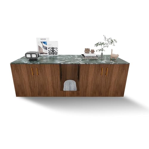Sosiuel, Katzentoilette für 2 Katzen, Katzentoilette, Möbel mit Doppelzimmer, stapelbar, für den Innenbereich, großer Katzenschrank, Haustierhaus, Beistelltisch, Braun und Grün (Braun) von Sosiuel