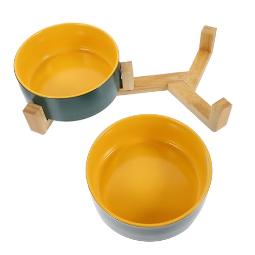 Sosoport Elegantes Zweifarbiges Katzennapf-Set Aus Keramik. Leicht Zu Reinigender Futternapf für Haustiere. Holzständer für Hauskatzen Sosoport Elegantes Zweifarbiges Katzennapf-Set Aus Keramik. Leicht Zu Reinigender Futternapf für Haustiere. Holzständer für Hauskatzen von Sosoport
