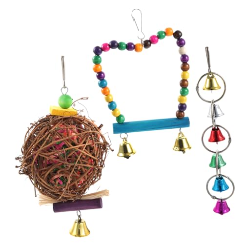 Sosoport 3stücke Teiliges Papageien-Spielzeug Vögel Langlebig Und Für Wellensittiche Und Sittiche Installieren Spielzeug Für Vogelkäfige von Sosoport