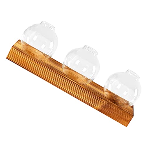 Sosoport 1 Satz Dreifach Verbundener Hydrokulturbehälter Holzkunst Holzreagenzglas von Sosoport
