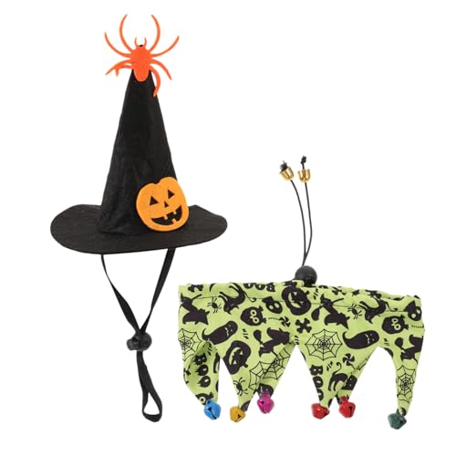 Sosoport 1 Satz Halloween-Katzenmütze und Schal-Set - Maske Katzenhaube Wurf Katzenbürste Cosplay- für Haustiere stylisches Katzenhalsband für Katze Polyester von Sosoport
