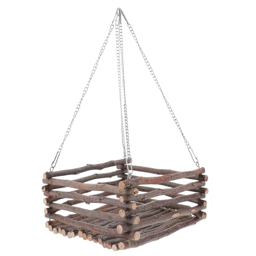 Sosoport 1 Satz Hamster Hängematte aus Holz Hängende Schaukel für Kleintiere Stabilen Edelstahlketten für Hamster Mäuse und Kaninchen Aktivität und Unterhaltung von Sosoport