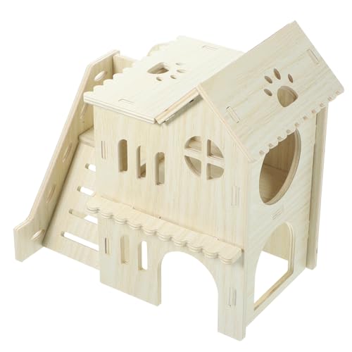 Sosoport Entzückendes Versteck Für Meerschweinchen Hamsterhaus Aus Holz Mit Treppe Für Haustiere von Sosoport