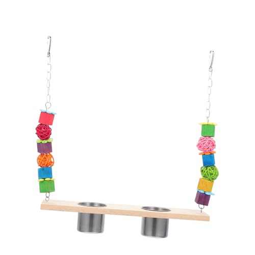 Sosoport 1satz Holzschaukel Für Papageien Multifunktionales Spielzeug Mit Futter Und Wasserschale Für Wellensittiche Und Nymphensittiche Perfektes Zubehör Für Vogelkäfige von Sosoport