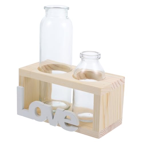 Sosoport 1 Satz Pflanzenvase Drinnen Zwiebelvase Liebe Tischschild Sukkulenten-pflanzgefäß Für Terrarien Terrarienbehälter Glas Hydroponischer Blumentopf Anlage Holz Topfpflanze von Sosoport