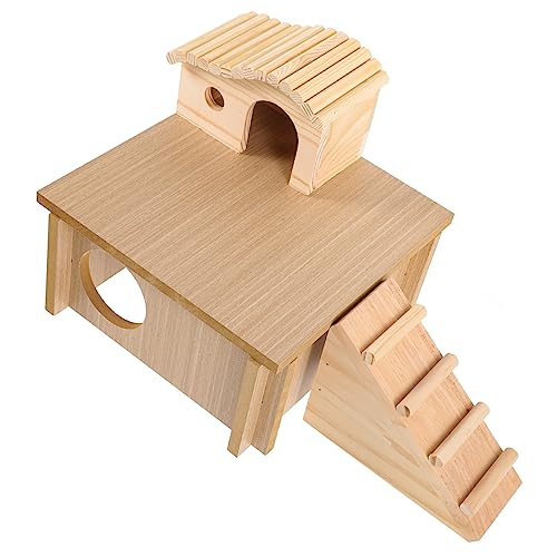 Sosoport Meerschweinchenkäfig Hamsterversteck Chinchillahaus Aus Holz Mit Leiter Haustier-holznest Für Kleintiere von Sosoport