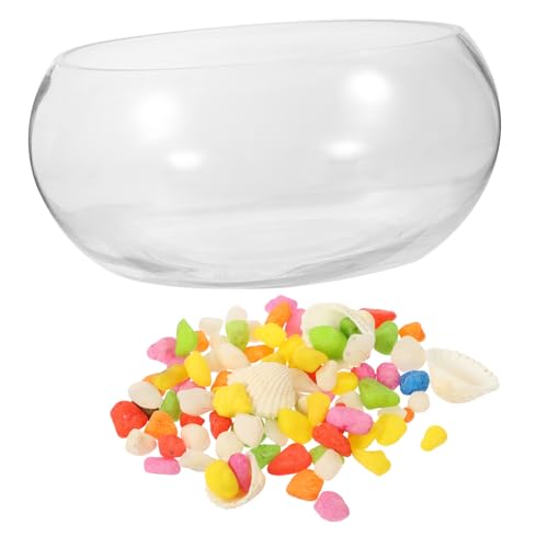 Sosoport Schüssel Dekorative Glas Fisch Tank Felsen Runde Aquarium für Home Sosoport Schüssel Dekorative Glas Fisch Tank Felsen Runde Aquarium für Home von Sosoport