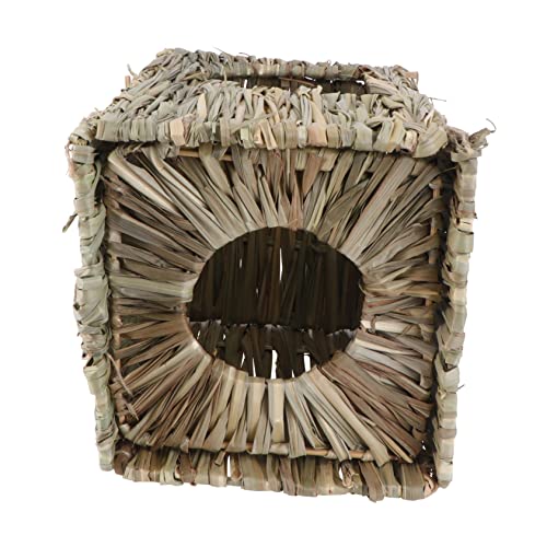 Sosoport Kaninchen Häuschen Faltbares Nest Mit Natürlichem Stroh Für Haustierbetten Indoor Kaninchengehege Schlafhaus Heimtierbedarf Beige von Sosoport