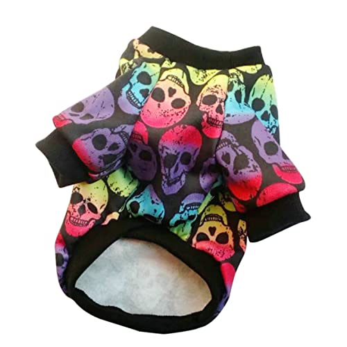 Sosoport Halloween Hundekostüm Lustiger Schädel-Druck Pullover Für Hunde Bunte Hundebekleidung Für Tägliches Tragen Und Fotoshootings Langlebiges Material Für Outdoor-aktivitäten von Sosoport