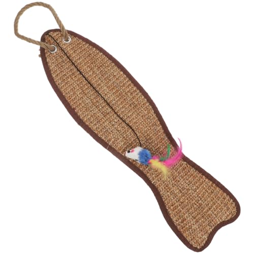 Sosoport 1 x Fischförmige Sisalmatte Katzengras Katzenkratzpappe Fisch-Pad Kätzchen Beißtür Katzenkratzpad hängende Katze Bereicherung Katzenunterlage Haustier Katzen Katze künstliche Feder von Sosoport