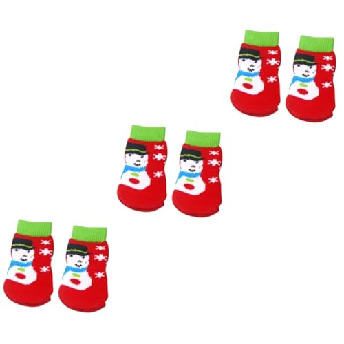 Sosoport 12 STK Baumwollsocken für Haustiere Welpensocken hundeboden socken Weihnachtssocken sockenschuhe Hundesocken Haustiersocken der Hund Kleiner Hund Haustierzubehör rot von Sosoport