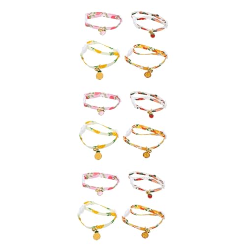 Sosoport 12 STK Fruchtglocken-Halsband sicherheitsschloss Kitten Halsband Katzenbandana mit Glocke Katzenhalsband für Haustier Katzenhalsband Halsband für Katze Baumwolle Polyester von Sosoport