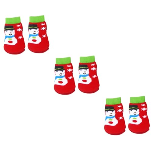 Sosoport 12 STK Haustiersocken Weihnachtshundeschuhe Hundepfotenschutz Cartoon-Socken Weihnachtssocken sockenschuhe Hundesocken Baumwollsocken für Haustiere fassen Kleiner Hund Stiefel rot von Sosoport