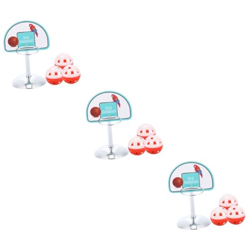 Sosoport 3 Sets Vogelspielzeug Papagei Spielzeug Basketballkorb Interaktives Haustierspielzeug Vogel Kauspielzeug Mini-Basketball-Set Für Vögel 4 Stück * 3 von Sosoport