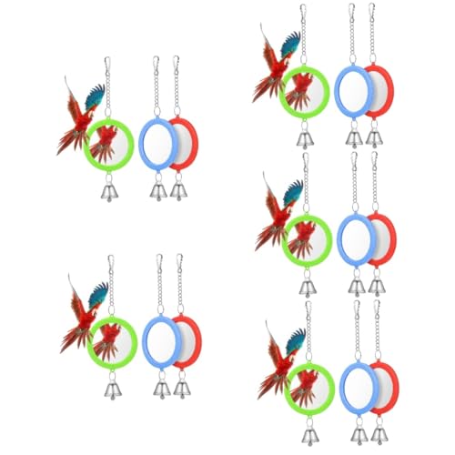 Sosoport 15 STK Doppelseitiger Spielzeugspiegel Vogelkäfig Vogelspielzeug Zubehör für Papageienkäfige Vogeltrainingsspielzeug Spielzeuge Vogel Fütterer Vogelspiegelspielzeug Vogel Spiegel von Sosoport