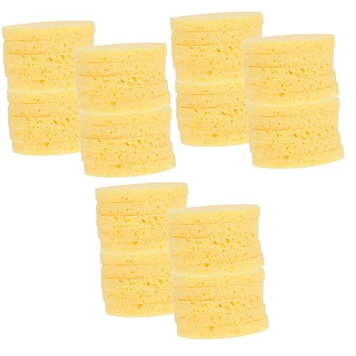 Sosoport 150 STK Krabbenfeuchtigkeitsschwamm Mehrzweck-reinigungsschwämme Natürliche Meeresschwämme Einfacher Einsiedlerschwamm Ungebleichter Krabbenschwamm Holzzellstoff Baumwolle Yellow von Sosoport