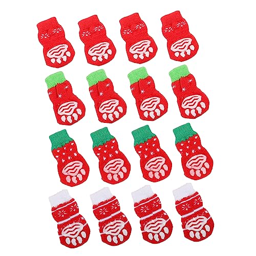 Sosoport 16stücke Teiliges rutschfeste Haustiersocken Für Hunde Warme Süße Weihnachtsstrümpfe Mit Anti-rutsch-Sohle Für Kleine Und Mittlere Hunde Schützt Fußboden Und Pfoten Vor von Sosoport