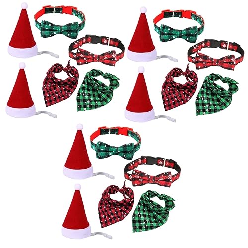 Sosoport 18 STK Haustier-Weihnachtsset hochstihl Hochwertige Verarbeitung Halskettenhalsband für Haustiere Weihnachten Haustier Halstuch schönes Halsband für Haustiere Hund Halskette Hut von Sosoport