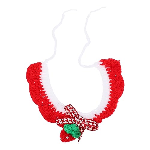 Sosoport Einzigartiges Weihnachtliches Katzenhalsband Rote Gestrickte Haustierhalskette Blumendesign Leicht Zu Tragen von Sosoport