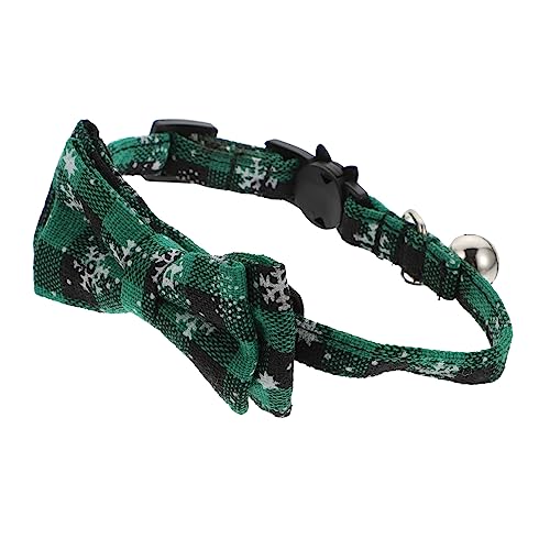 Sosoport 1Stk ziehschleifenband weihnachtsmotiv hundekragen Katze Goldkette Katzenfliege weihnachtsdeko Weihnachtshalsbänder für Katzenhalsketten Baumwolle Polyester Green von Sosoport