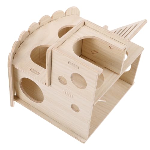 Sosoport Haustier Hamster Cottage Holz Loft Spaß Spielhaus Versteck Spielzeug Sicher Nesting von Sosoport