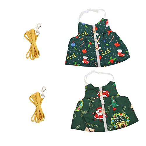 Sosoport 2 Sätze Hasenweihnachtskleidung Bausatz Schweine Meerschweinchenkäfig Hase Zieht Seil Hundegeschirr Outdoor -Kleidung Kragen Kaninchen-Leine Frettchen Green Baumwolle von Sosoport