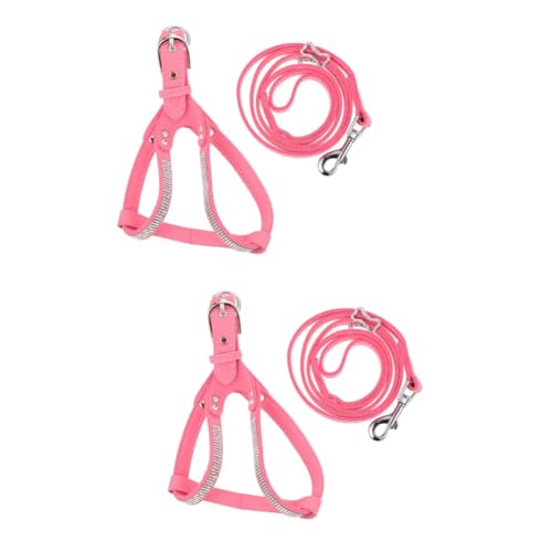 Sosoport Leine 2 Sätze Haustier Geschirr Bausatz Sommerblusen Verstellbares Zugseil Haustierkleidung Sommerweste Strass-Leine Gehleine Gehgeschirr Rosa Mikrofaser Welpen Suite Sosoport Leine 2 Sätze Haustier Geschirr Bausatz Sommerblusen Verstellbares Zugseil Haustierkleidung Sommerweste Strass-Leine Gehleine Gehgeschirr Rosa Mikrofaser Welpen Suite von Sosoport