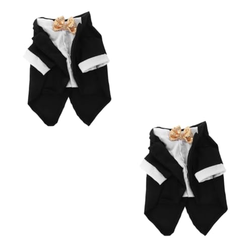 Sosoport 2 Sätze Hunde-Smoking hundejacke Hunde Jacke Dog Jacket Hemden Anzug Hundebekleidung Haustier stilvolle Kleidung Hündchen Passen schmücken Hundekleidung Haustierkleidung Polyester von Sosoport