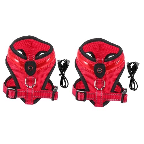 Sosoport 2 Sätze Leuchtweste Für Hunde Verstellbare Haustierweste Praktische Hundeweste Sommeroutfits Hundeweste Kostüm Modejacke Kleidung Flash-kostüm Nylon Atmungsaktiv Rot Hundeleine von Sosoport
