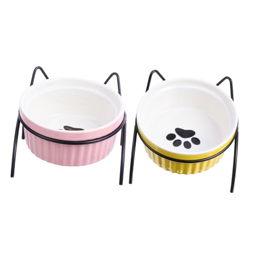 Sosoport 2 Sets Katzennäpfe Elted Keramik Erhöhte Futternäpfe Katzenfutter und Wassernapf Set Metallständer Sosoport 2 Sets Katzennäpfe Elted Keramik Erhöhte Futternäpfe Katzenfutter und Wassernapf Set Metallständer von Sosoport