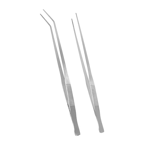 Sosoport Pinzettenset Für Aquarien – 2 Stück 48 cm Gerade Und Gebogene Pinzette Edelstahl Zum Einfachen Trimmen Von Pflanzen in Aquarien von Sosoport