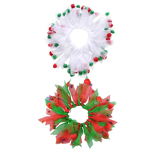 Sosoport 2 Stück Haustier Weihnachtsschal Hundemarke Chiffon Weihnachts Hundehalsschleife Weihnachtsmann Hundehalsband Party Hundetuch Hochzeit Weihnachten Welpenhalsbandschleifen von Sosoport