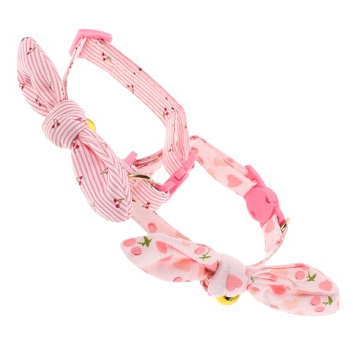 Sosoport 2 Stück Haustierhalsband weibliches Katzenhalsband Glocke Katzenhalsband Fliege mit Glocke Verstellbarer Fliegekragen Baumwolle Polyester von Sosoport