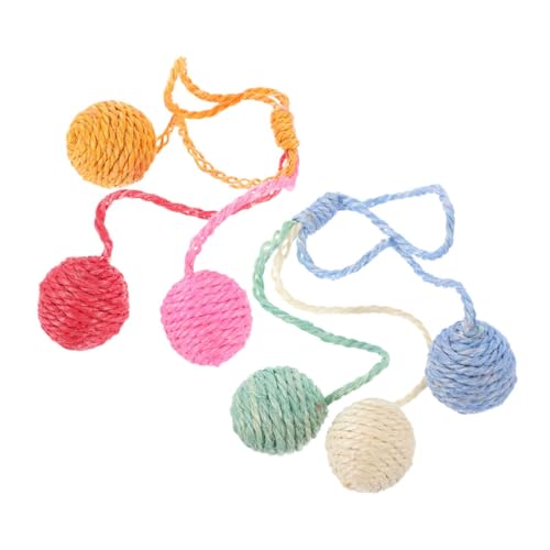 Sosoport 2 Stück Sisal Katzenball Für Hauskatzen Zum Aufhängen Für Platzsparende Katzenjagd Spielzeuge Haustiere Interaktives Katzenseilball von Sosoport
