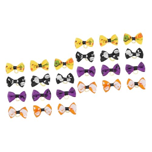 Sosoport Haarspangen 24 STK Kopfbedeckung Für Haustiere Welpe Halloween-hundekopfbedeckung Halloween Hundehaarschleifen Hundehaarbänder Halloween-hundebögen Tiara Ohr Binden Polyester von Sosoport