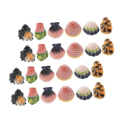Sosoport 24 Stück Teiliges Miniatur Resin Muscheln Aquariumdekoration Fischtank Ornamente Naturnahe Meeresdekorationsfiguren aus Langlebigem Farbbeständigem Material für Süßwasser Aquarien von Sosoport
