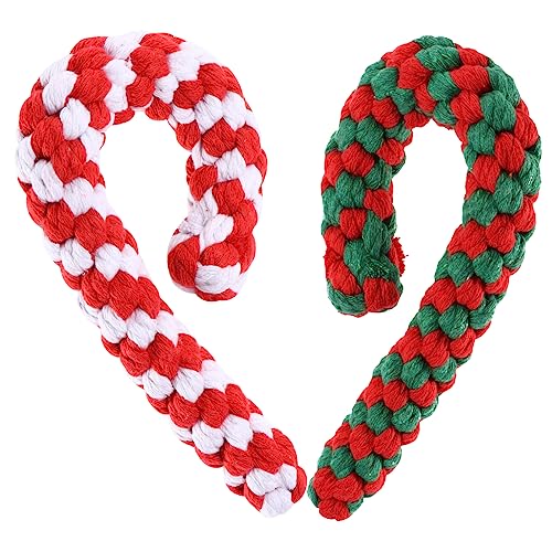Sosoport 2stücke Weihnachts-Cane Hundespielzeug Baumwollseil Kauspielzeug Für Hunde Zahnreinigung Und Spielspaß Für Kleine Und Mittelgroße Haustiere von Sosoport